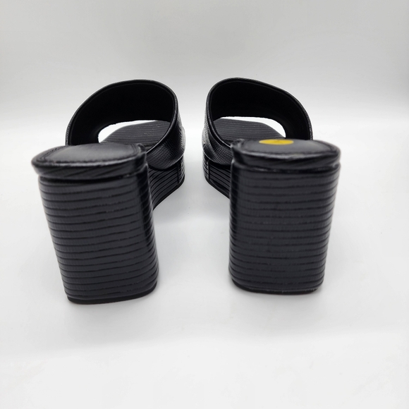 Asos Design Y2K Style Topaz Square Toe Wedge Black Mules Size 7 - Picture 9 of 13